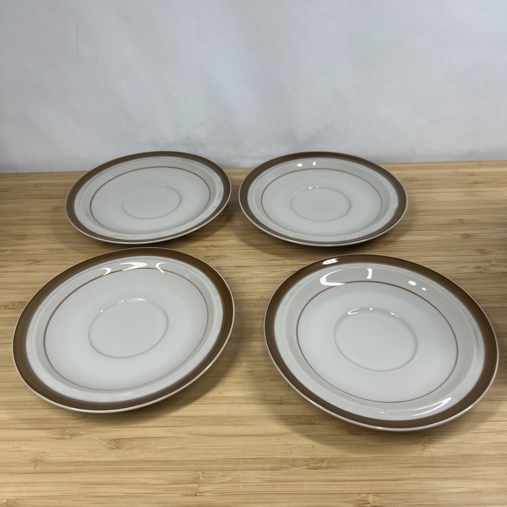 Set 4 MI Monterrey‎ Stoneware Brown Saucers MSI Japan Replacement 6-1/4" Vintage